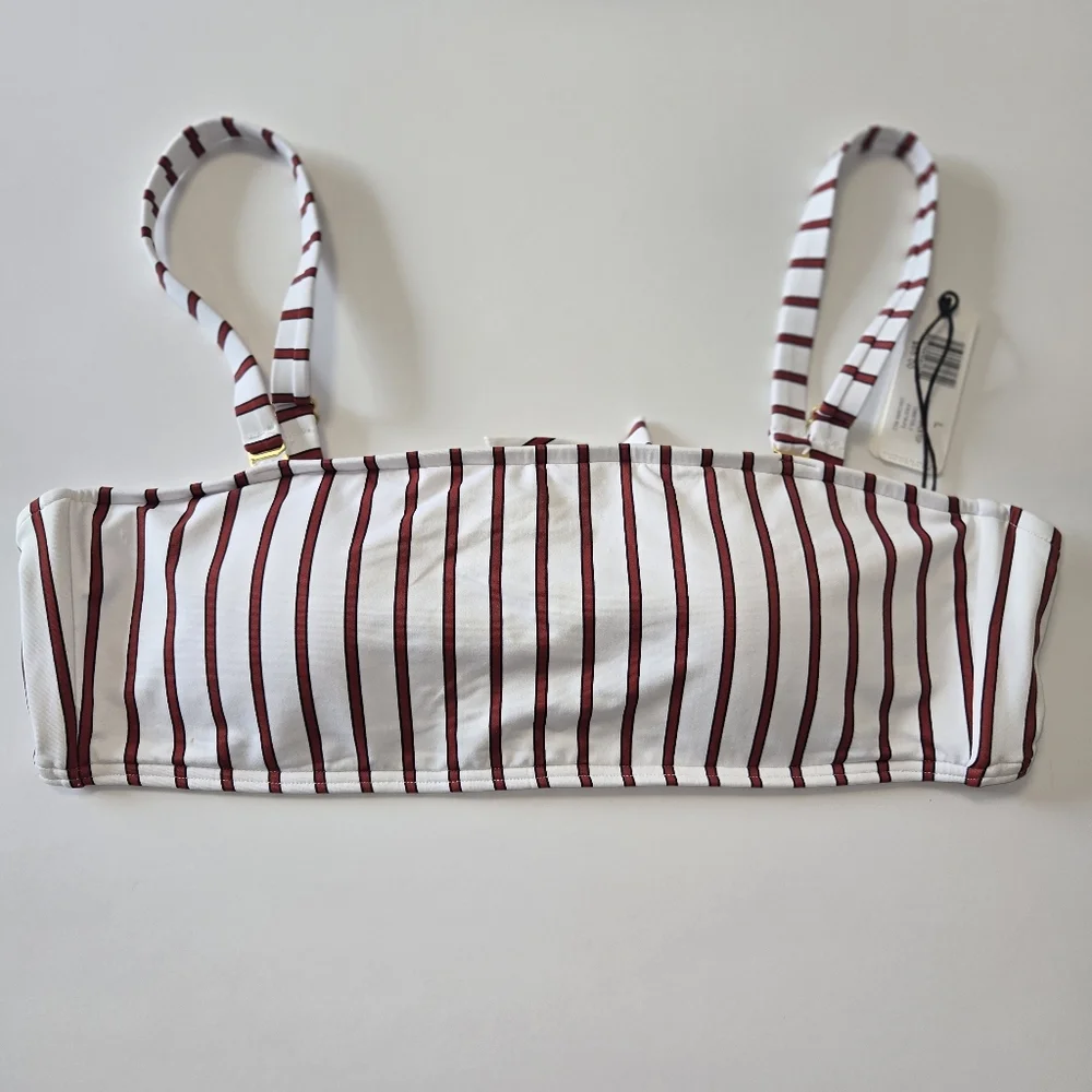 We WoreWhat Rosy Tie-Back Pinstripe Bikini Top Size: L Orange Red